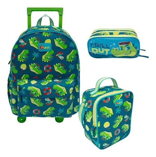 Kit Jaca Relax: Mochila Rodinha + Lancheira Térmica + Estojo Triplo Puket