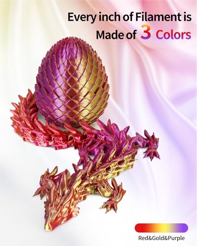 Image of LANDU Silk Tri-Color PLA Filament 1.75mm 1Kg,Triple Color Silk PLA Filament, Silk Rainbow PLA Filament,Neatly Wound 3D Printer Filament,3 in 1 Multi Color Filament + /-0.02mm, Silk Red Gold Purple