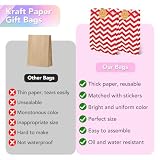 MSLHUB 50 sztuk torebek papierowych z papieru typu kraft, kolorowe torebki na prezenty urodzinowe dla dzieci z naklejkami, małe torebki na upominki, na imprezę i festiwal, 17,1 x 12,9 x 3 cm (czerwone