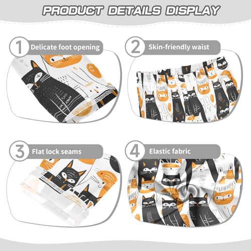 Hand Drawn Cats Girls Leggings Kids Yoga Pants Athletic Tights Pants 4-10 Years3