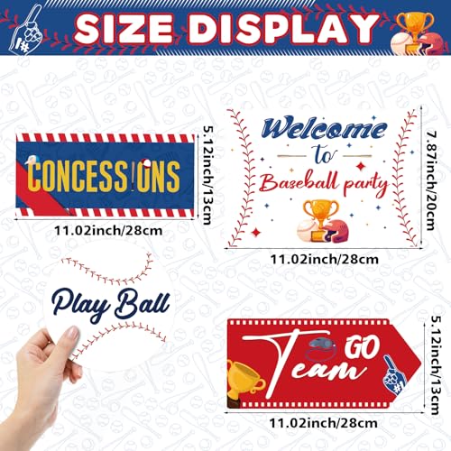 Image of Hooqict 20 Pieces Baseball Party Sign Baseball Party Decorations Welcome to Baseball Party Directional Signs for Sports Themed Birthday Party Decorations Baseball Concession Stand Party Supplies