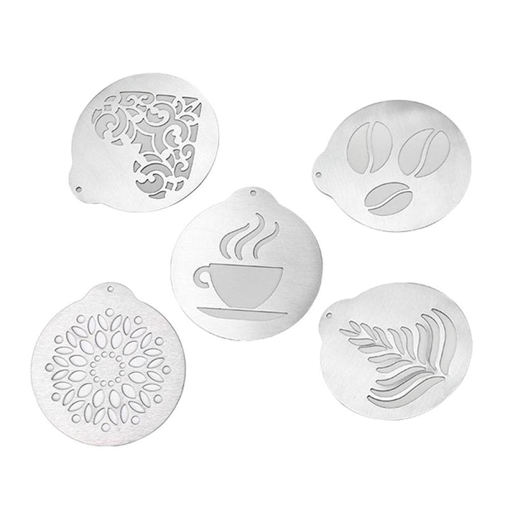 Szablony Do Kawy Szablon Do Ciasta Szablon Do Kawy5 Sztuk Ze Stali Nierdzewnej Kawy Barista Szablony Cappuccino Sztuki Modele Kawy Garland Cake Mold Decoration Tool