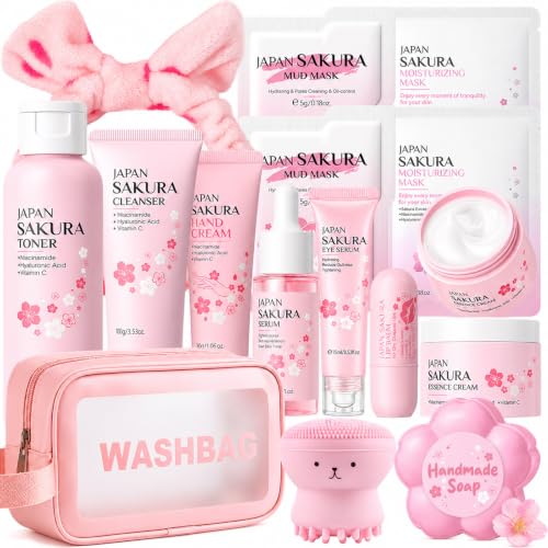 Sakura Skin Care Set for Kids Teen Girls, Birthday Christmas Gifts, 15 PCS