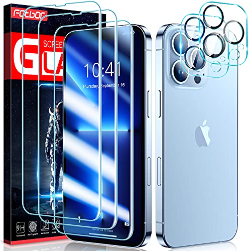 Fotbor 3 Pack iPhone 13 Pro Max Glass Screen Protector with 2 Pack Camera Lens Protector, Tempered Glass Screen Protector for iPhone 13 Pro Max with Easy Installation Kit, Bubble Free Shockproof 6.7ï¼‚