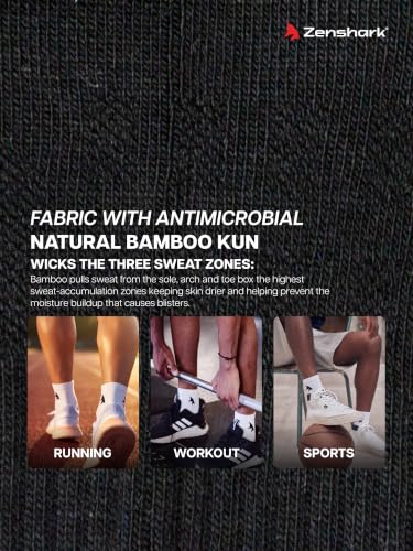 Image of ZENSHARK Bamboo Socks for Men & Women, Pack of 3 (Black /White /Navy Blue) | Anti-Odour Lightweight Ankle Socks | Breathable Sweat-Absorbing Natural bamboo Fabric Blend Gym Running Sports Socks