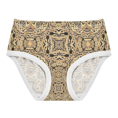 Panties for Girls, Vintage Mandala Floral Toddler Panties, Girls Cotton Underwear, 2T–8 Years