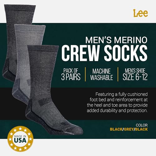 Lee Heavyweight Long Cushion Boot Socks for Men - Crew Socks for Work Size 6-122
