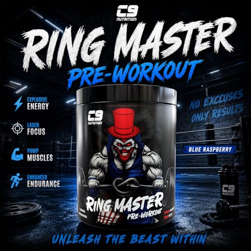 Image of C9 Nutrition Ring Master Pre Workout Powder for Men & Women | 30 Servings | 255gm | Blueberry Flavor | 3000mg Beta Alanine, Citrulline Malate, Taurine & Creatine | High Energy, Pump, Strength & Focus