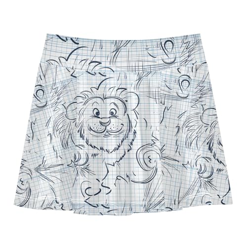 visesunny Girls Flowy Pleated Skirt Cartoon Lion Paper Tennis Golf Fashion Short Skorts for Casual Dance Outfit