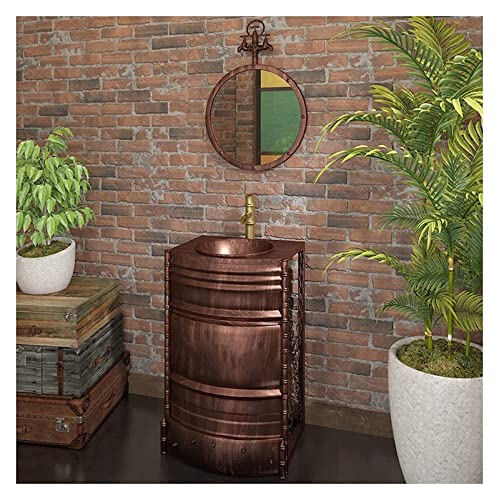 Vanity Unit with Basin,Bathroom Basin Sink with Full Pedestal, Industrial Style Vanity Unit with Basin, Modern Basin Cupboard with Faucet and Drain Free Standing Bathroom Cabinet 2