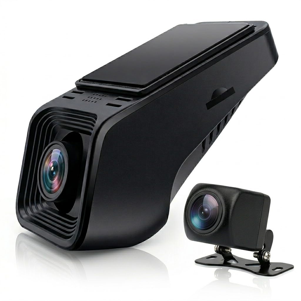 GUOH 4K Hidden Dash Cam Front and Rear for Tesla Cybertruck 2024 Dual Camera with WiFi App 12V ACC Power 170° Wide Angle,no SD card
