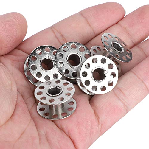 HERCHR 100pcs Bobbins, Metal String Bobbins Empty Spool for Universal Sewing Machine