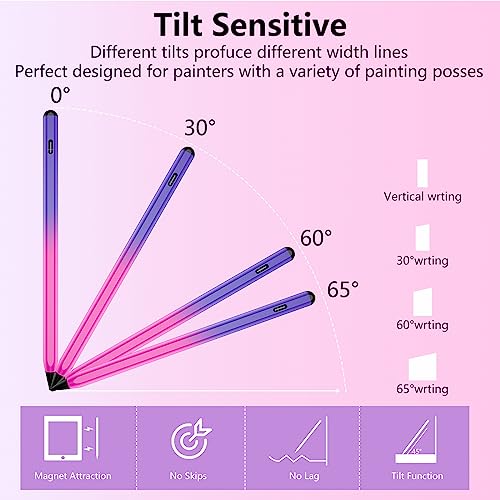 Image of TaIYanG iPad Stylus Pen for iPad 2018-2026, Palm Rejection, Fast Charging | Tilt Sensitivity, for iPad Pencil A16 /10 /9 /8 /7 /6, Pro 11 /13 inch (M5 /M4),Air M4 /M3 /M2 /5 /4, Pro 11 /12.9 inch,Mini 6 /5,Gradient Purple