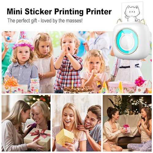 HUIJUTCHEN Mini impressora portátil, impressora térmica de bolso Bluetooth com 10 rolos de papel tér