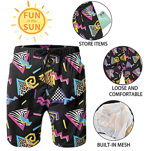Mens 80s 90s Swim Trunks Quick Dry Striped Swim Shorts with Mesh Lining Swimsuit4