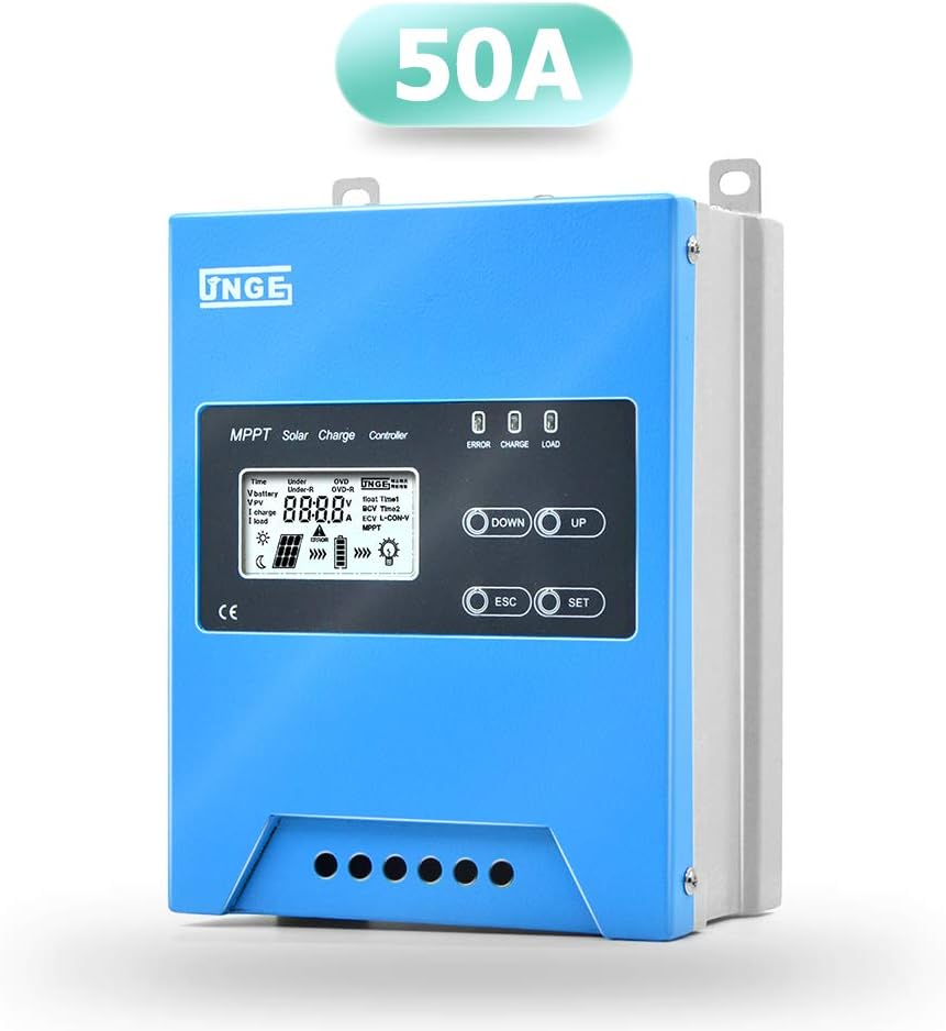 SolaMr MPPT 50A Solar Charge Controller 12V/24V/48V Intelligent Identification Buck Solar Charge Controller Solar Panel Battery Regulator with LCD Display Temp Sensor RS485 Interface - 50A