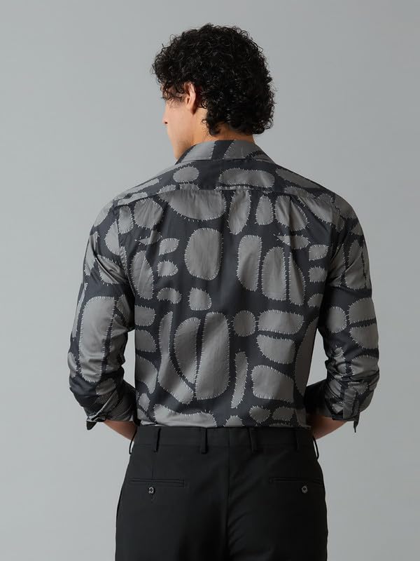 Image of Men's Printed Regular Fit Full Sleeves Cotton Formal Shirt