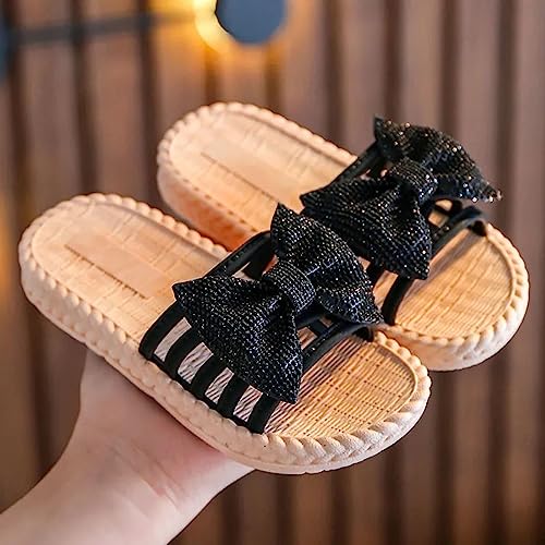 Little Kid Girls Braided Slippers Thick-Soled Bow Non-slip Breathable Sandals Summer Beach Outdoors Fashion Shoes2
