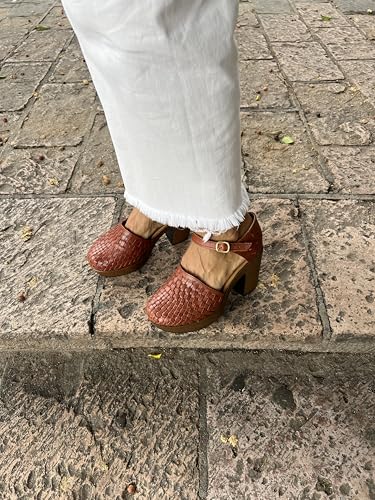 Macarena Collection Women's Flatform Wedge Casual Sandal Huarache Colorful Leather Mexican Style 42373