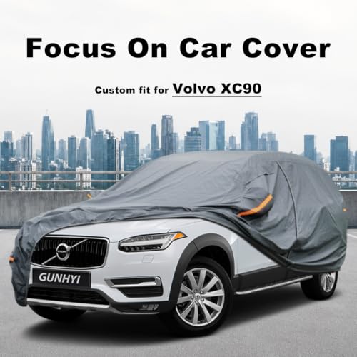 Image of GUNHYI Premium Car Cover Custom Fit Volvo XC90, 16 Layers Heavy Duty Car Cover Waterproof All Weather with Zipper Door for Sun Rain Snow Dust Uv Protection