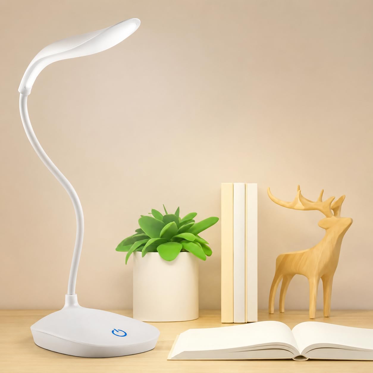 Plastic LED Rechargeable Study Lamp,Table Lamp for Study Room,Desk Lamp Light with 3 Brightness Level,Portable USB Table Light,Study Table Lamp for Students,Reading & Work at Home,White-image-39
