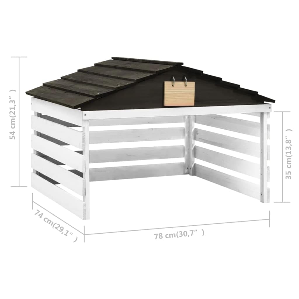 Mangloder Garaje para robot cortacésped de madera maciza de abeto, negro y blanco, 78 x 74 x 54 cm, protección contra la intemperie para cortacésped, estación de carga, exterior, resistente al