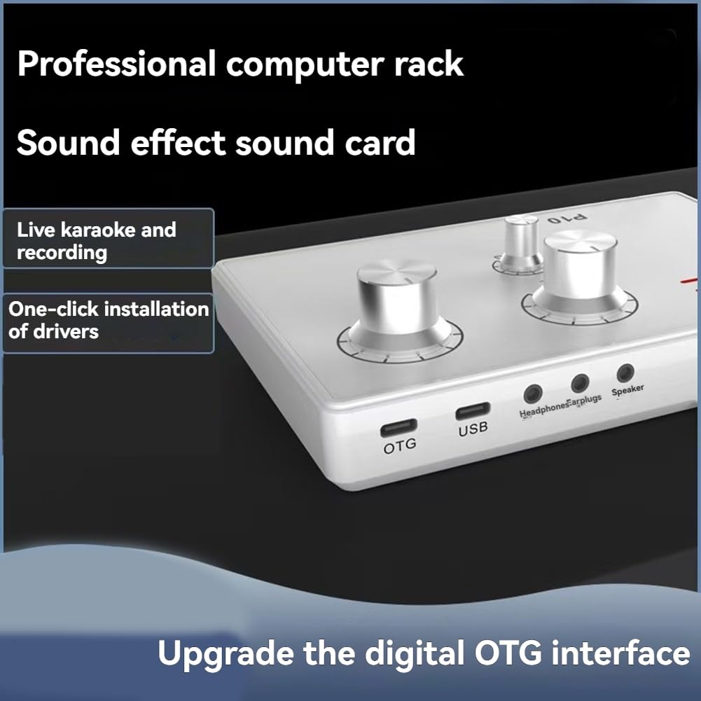 Tarjeta de Sonido Externa P10, Equipo de Grabación en Directo, Teléfono Móvil, USB, Portátil, Ordenador de Sobremesa, Presentador de Canto