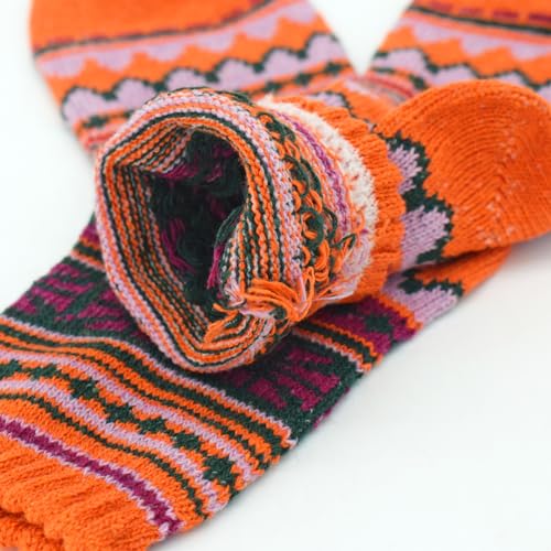 Image of 5 Pairs Vintage Winter Women's Warm Thick Knitted Soft Wool Socks Gifts Cozy Crew Socks