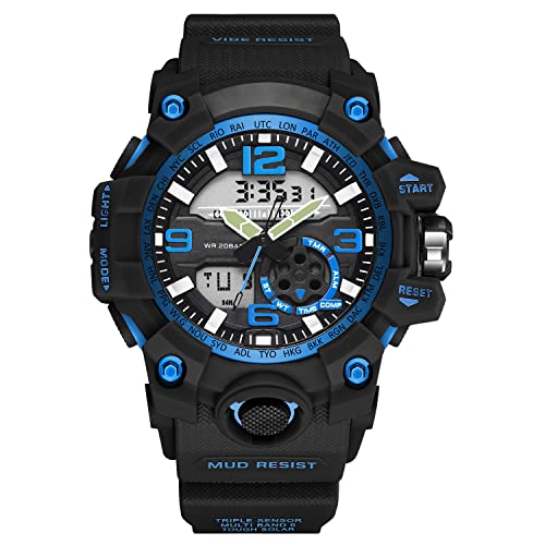 Shocknshop Analog Outdoor Sports Digital Dial Watch for Men Boys (Blue Dial and Strap) -W07BLU