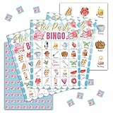 Tea Party Bridal Shower Games, Tea Party Bingo Game, Tea Party Decorations, Wonderland Party Favors, 24 Players Bingo Games for Bridal Shower, Bachelorette Party, Wedding, Engagement Party (C08)