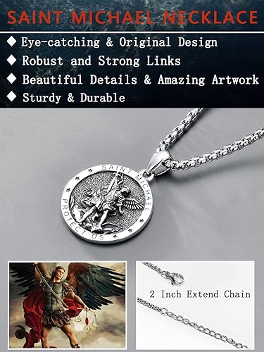 Seiyang Saint Necklace 925 Sterling Silver Patron Amulet Medal Jewelry for Men Women (with Gift Box)3