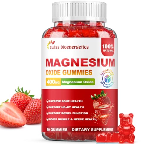 Magnesium Oxide Gummies 400mg Muscle Relaxation & Nerve Support for Adults and Kids Magnesium Oxide with Stevia & Fruit Extract Vegan Non-GMO Gluten-Free 60 Gummies