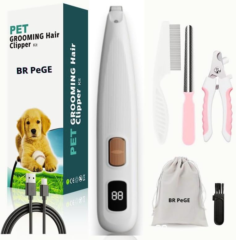 Miniatura 9 de Recortadora de patas de perro con luz LED, recortadora de patas eléctrica de seguridad mejorada para perros y gatos, limpiador de patas de 35 dB,