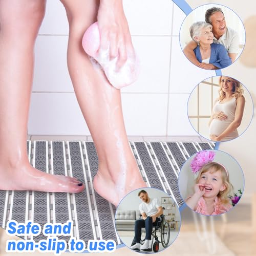 Miniatura 2 de Dadabig Alfombrilla Antideslizante De Baño, 40x70 Cm, Estera Antideslizante De Ducha De Tpe, Alfombrillas De Masaje Con Ventosas Y Orificios De Drenaje, Para Baños, Duchas E Inodoros, Gris