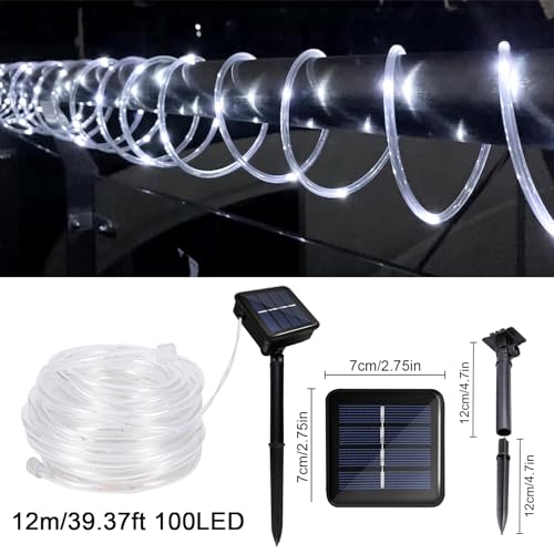 WoskjXas Solar Luz de Cuerda, 12m 100LEDs Solar Guirnalda Manguera, Luces Solares Impermeables, Solares Iluminación Cuerda Decoración con 8 Modos para Jardín Boda Fiesta de Navidad - imagen 6