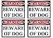 Rogue River Tactical Beware of Dog Small Pack of 4 Warning Door Window Sticker Indoor Outdoor Easy Peel and Stick Vinyl 4x3 inch Home Office Business