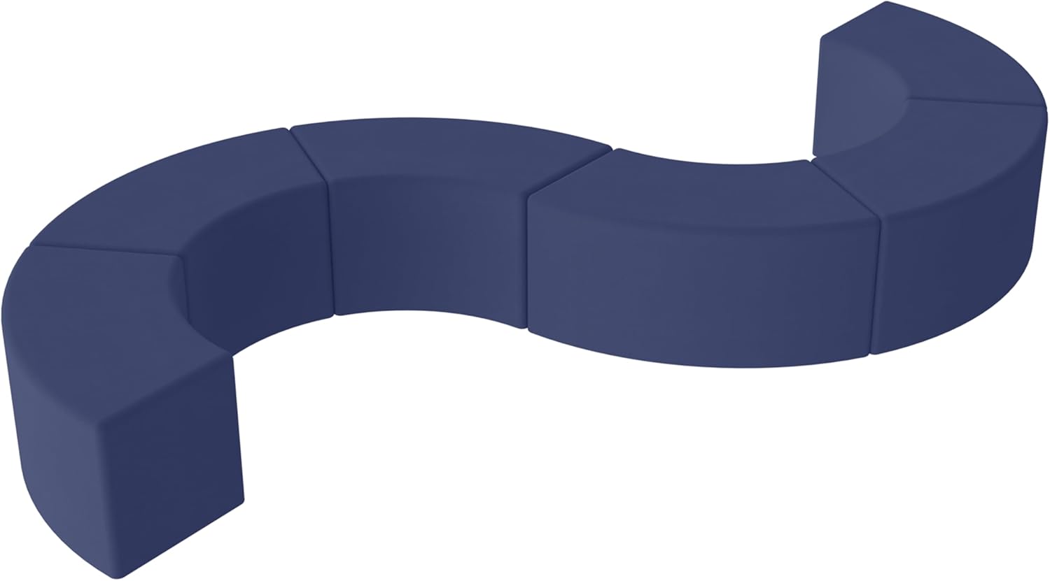 FDP Pro Series Upholstered Configurable S-Curve Accent Ottoman Seating Set (18" H) Collaborative Commercial Furniture for Hotel Lobby, Office, Restaurant, Waiting Room (6-Pack) - Navy