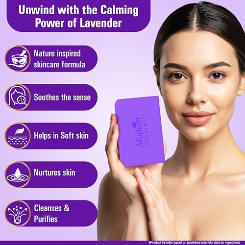 Image of Multani Natural Lavender Soap - 125 gm (Pack Of 3) | Gently Cleanses & Helps Relieve Stress | Paraben Free | Clinically Teste | For All Skin Types | Soap For Men & Women