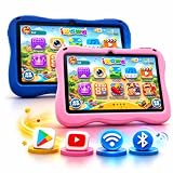 Tablet Infantil 7' Android 13 4GB 64GB WiFi Controle Parental Capa Resistente Crianças (Azul)