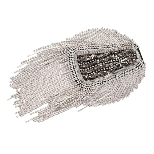 Punk Styles - Charreteras de cadena para hombros con borlas de cadena de cristal con cuentas tachonadas para espectáculos de escenario, decoraciones de disfraces, fiestas, plata, 1 piece