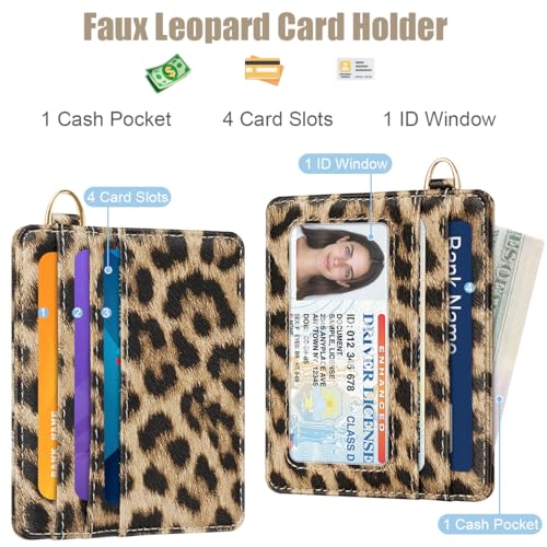 Image of Slim Credit Card Holder Cheetah Print Wallet Women Thin Wallets | RFID Blocking Minimalist Lightweight Small Cute Cards Holders with ID Window, Light Leopard