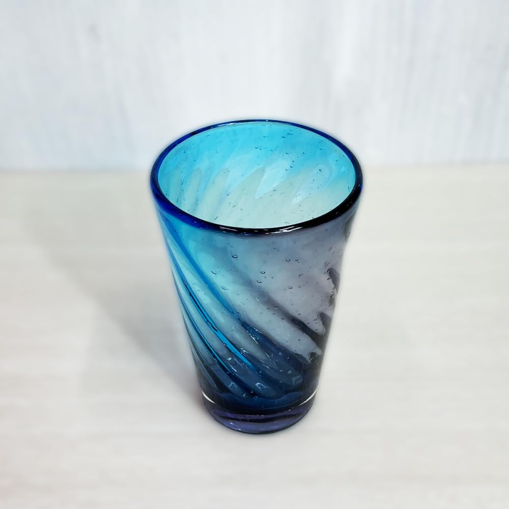Ryukyu Glass Tumbler, Okinawa, Souvenir, Awamori Glass, Cup, Stylish, Birthday Gift, Beautiful Sea Long Glass (Water Purple)