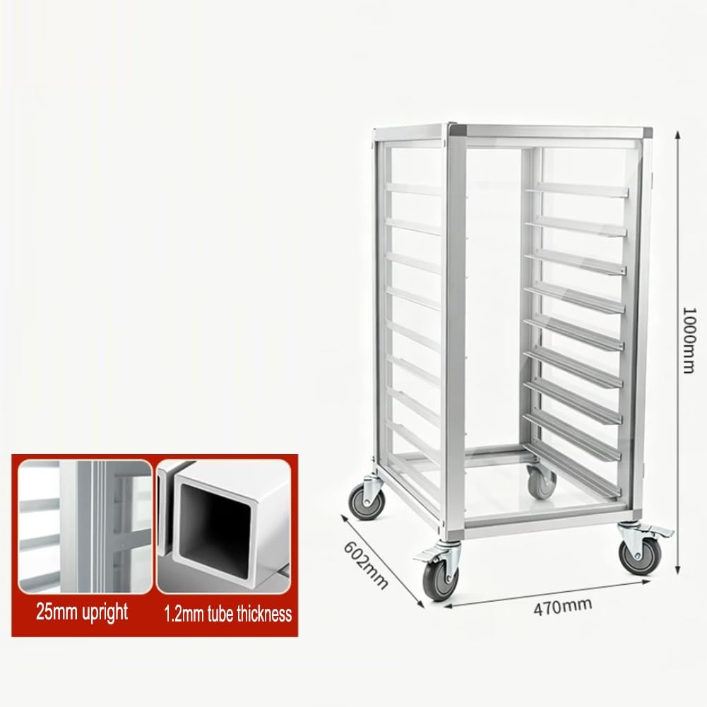 Chariot Pour Plaques De Cuisson, Chariot De Boulangerie En Aluminium | Chariot De Refroidissement Et De Stockage Professionnel Sur Roulettes Pour Boulangerie, Cuisine(Silver/A,47x60.2x100 cm/9)
