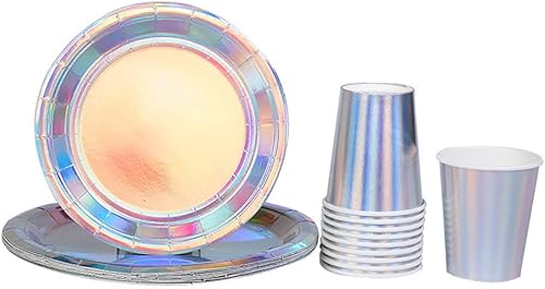 Miniatura 2 de Vasos de papel desechables Rainbow Silver para fiestas, 9 onzas, a granel para bodas, fiestas y cócteles, 40 unidades