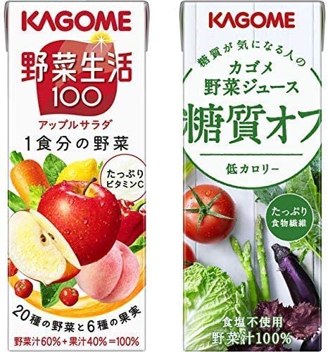【セット買い】カゴメ 野菜生活100 アップルサラダ 200ml×24本 + カゴメ 野菜ジュース 糖質オフ 200ml×24本