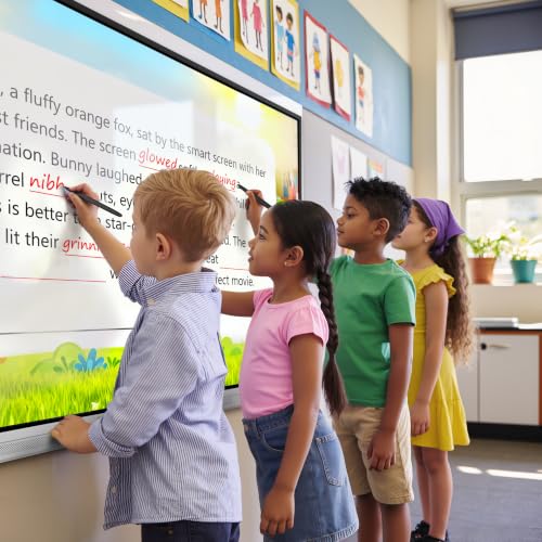 Image of Smart Board, 75 inch Interactive Whiteboard with Google EDLA, Built-in Digital Whiteboard, Wireless Casting, Split-Screen & Unlimited Canvas for Business and Education (Wall Mount Included)