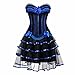 Jutrisujo korsett sexy rock damen Corsagenkleid Vollbrust corsage bustier Streifen spitze kleider gothic burlesque Blau M