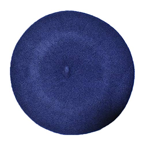 JOYHY Kids Girls Boys Solid Color Classic French Style Beret Beanie Hat Navy Blue