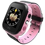 Enow-YL Kids Smart Watch, LBS Tracker for 3-12 Year Old Boys Girls with SOS Call Camera Flashlight Alarm Activity 1.44'' Touch Screen SIM Card Slot Electronic Smartwatch for Android/iOS (Pink)