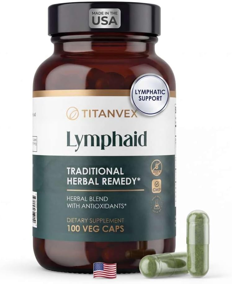 Lymphaid Lymphatic Drainage Supplement – 100 Count Vegan Capsules Herbal Blend Immune Support Supplement Promotes Lymphatic Wellbeing, Antioxidant Support, Respiratory and Urinary Wellbeing